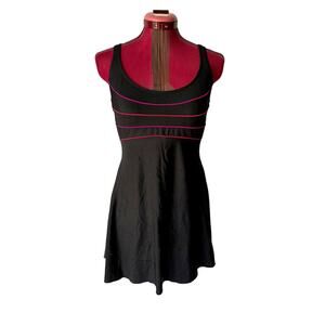 swimsuit swim dress Vintage 1980s one piece black red